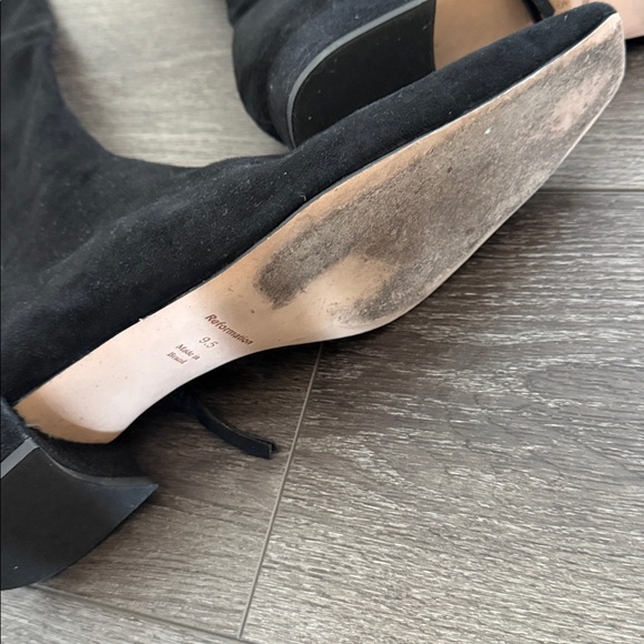 REFORMATION RAVEN BLACK SUEDE KNEE HIGH BOOTS 9.5 - Picture 7 of 9